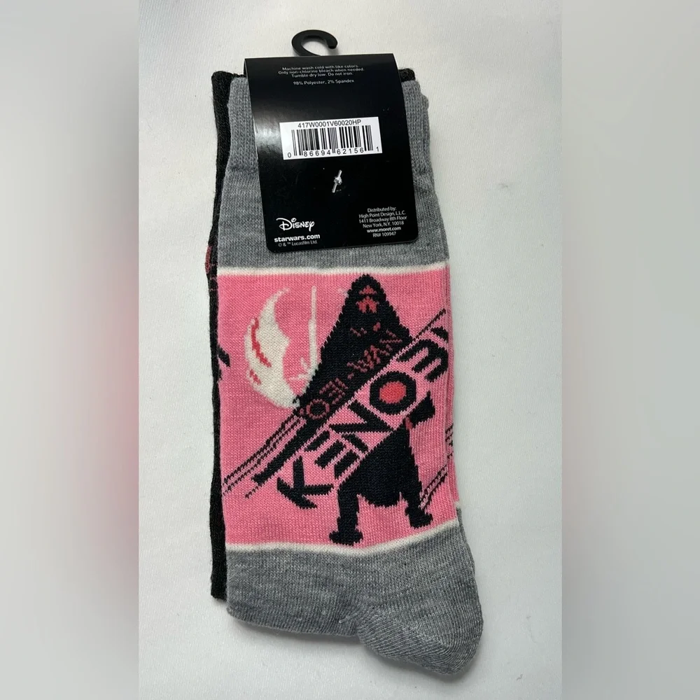 2 Packs Star Wars Mandalorian & Obi-Wan Kenobi Crew Socks Men’s Size:6.5 - 12